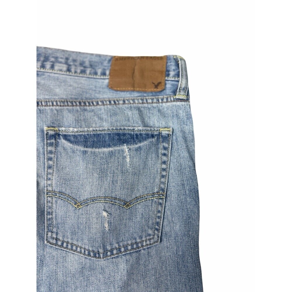 American Eagle Jeans Men's 33x34 (35x34) Original Straight Light Wash Y2K 2011 - Picture 4 of 13